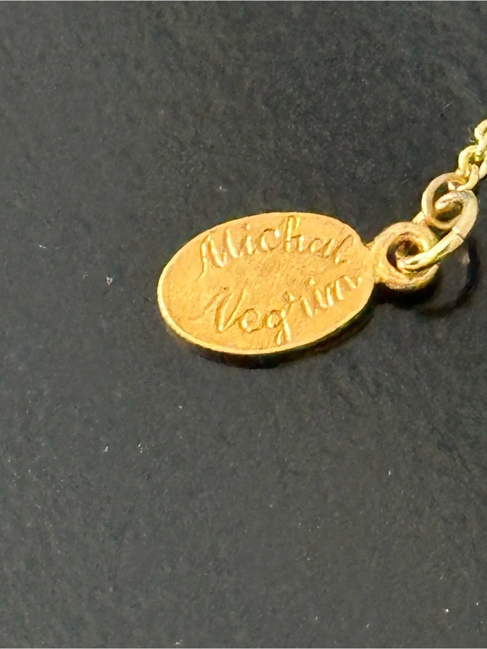 Michal Negrin Israel Initial E Necklace Pendant Swarovski Crystal Floral
